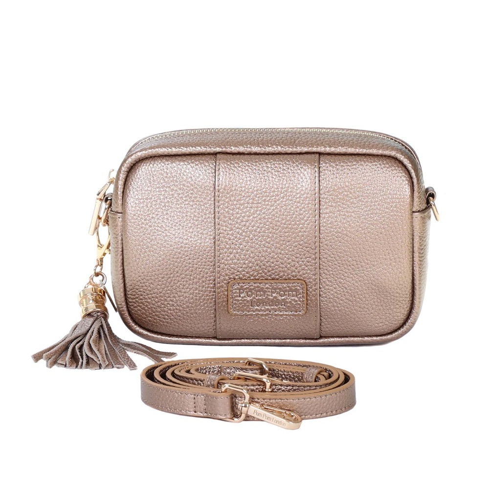 Pom Pom London Metallic City Bag Bronze NWT